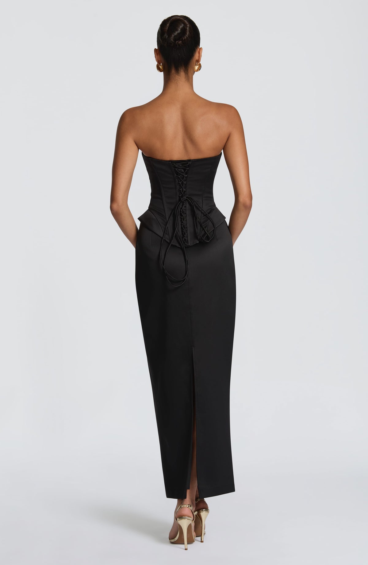 Corset Top Women Satin Strapless Boned Lace Up Back | Vianne