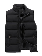 Men's quilted vest sleeveless body warmer with zip pockets and stand collar