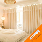 2 piece blackout curtains French princess style with hooks and rings for bedroom