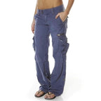Women cotton cargo pants regular fit with functional pockets