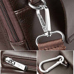 Men leather crossbody bag with zipper closure and adjustable shoulder strap