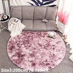 Round plush rug tie-dye soft non-slip, living room bedroom yoga mat