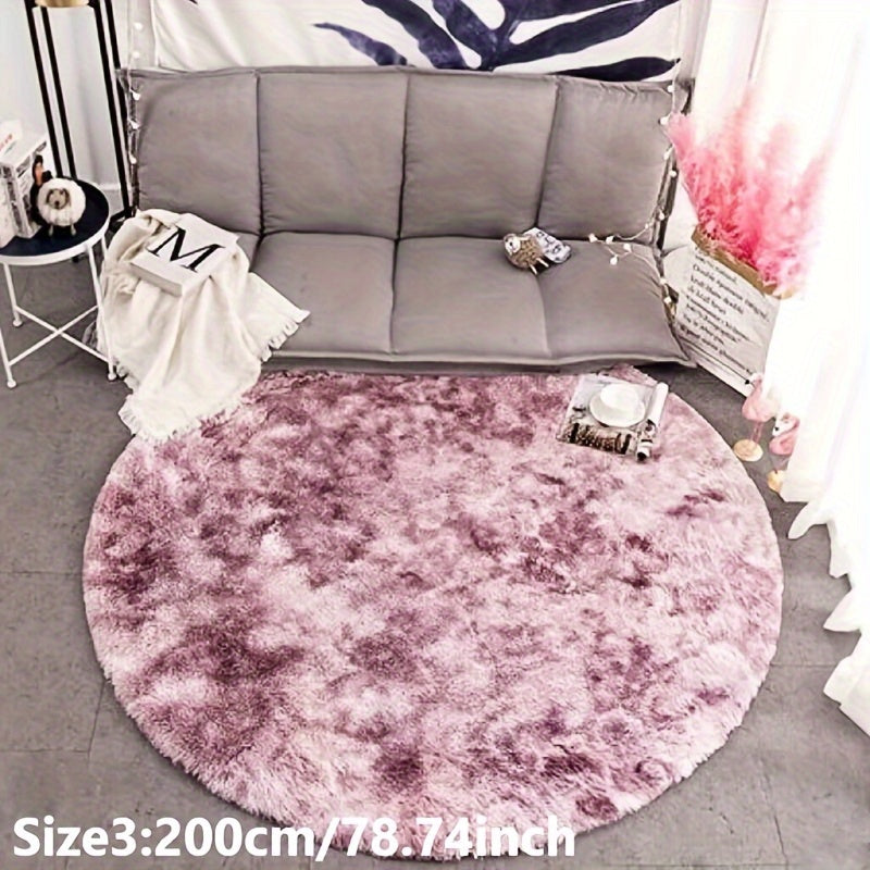 Round plush rug tie-dye soft non-slip, living room bedroom yoga mat