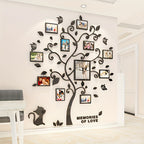 3D acrylic photo tree wall decor, self-adhesive family photo frame display