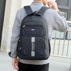 Men full grain leather backpack with buckle closure and adjustable straps