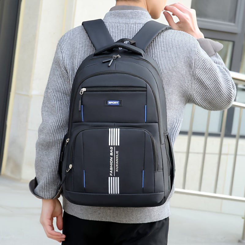 Men full grain leather backpack with buckle closure and adjustable straps