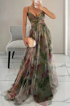 Women's floral maxi dress with adjustable back closure, sleeveless summer style