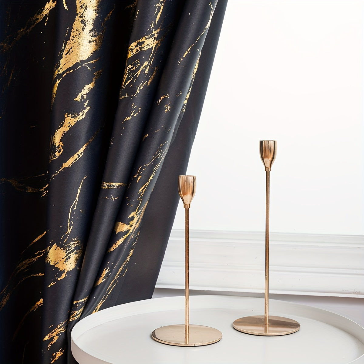 2 piece blackout curtains bronzing marble print ring top for bedroom and living room