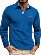 Men's long sleeve polo shirt, comfort fit, summer breathable design
