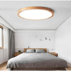 LED ceiling light dimmable tri-color minimalist wood accent, 23cm to 50cm