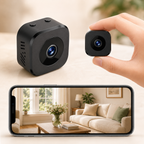 1080P wireless security camera with night vision and magnetic mount, compact indoor design