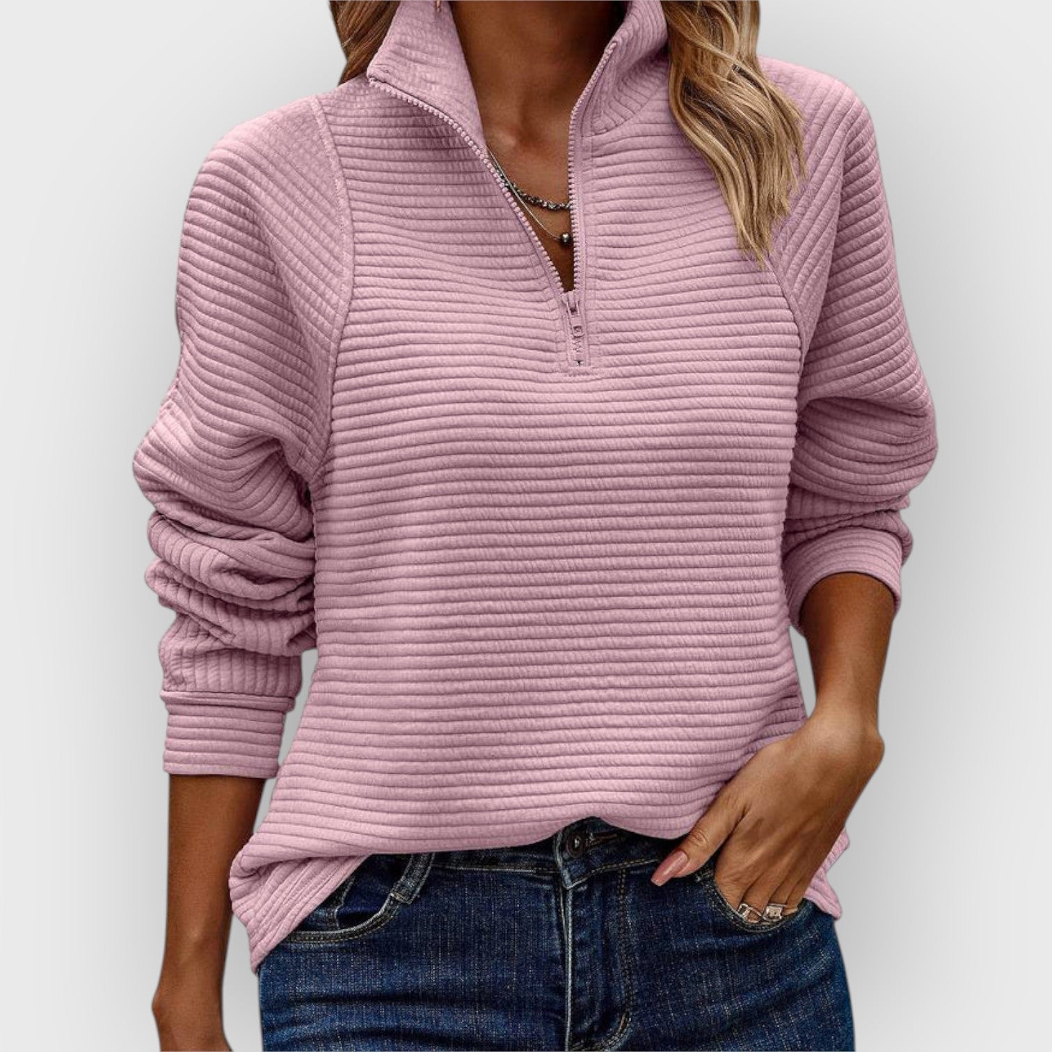 Women V-Neck Zip Jumper in multiple colours sizes S to 2XL