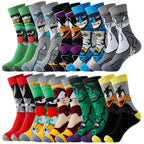 Cartoon socks set with superhero and animated character designs, ankle length