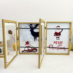 Magnetic photo frames set of 2, interchangeable with mat, A4 and A6, black and wood grain