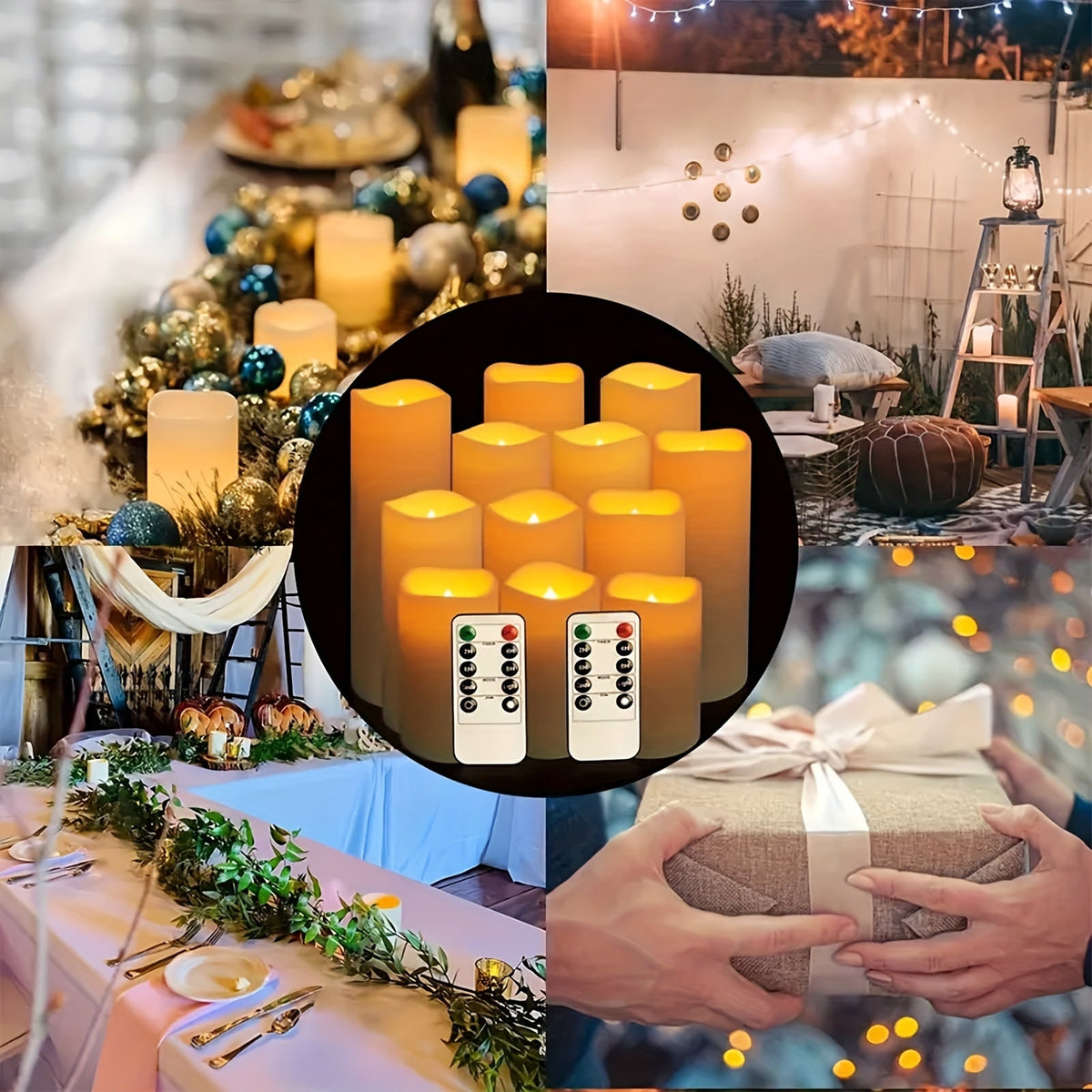 LED flameless candles ivory set of 12 with remote control and timer, waterproof