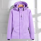 Women waterproof hooded rain jacket relaxed fit with zip pockets