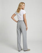 Women wide leg trousers high waist with front crease in grey