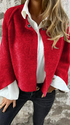Women wool coat round neck long sleeves in beige and black