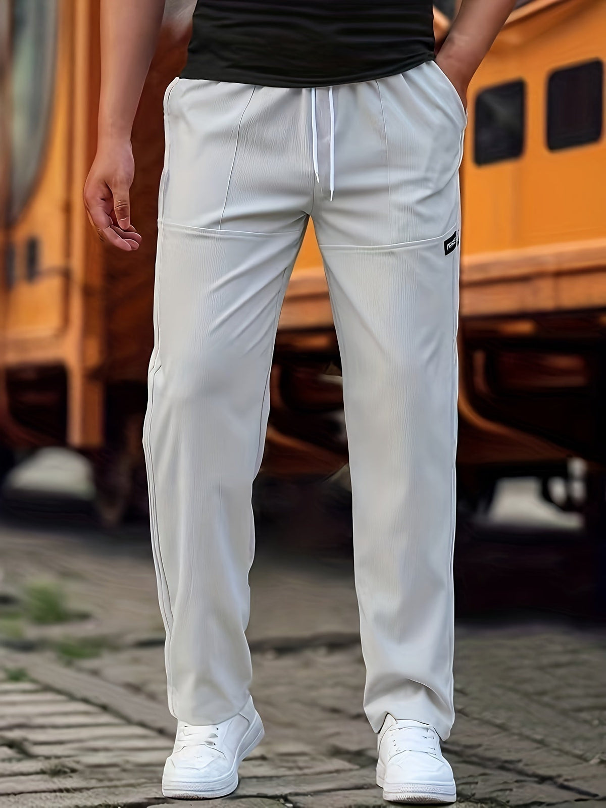 Men's jogger pants casual everyday trousers relaxed fit cotton blend