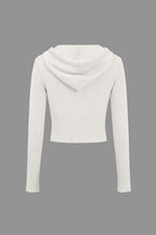 Women 2 piece knit hoodie and flared pants set with side buckle detail