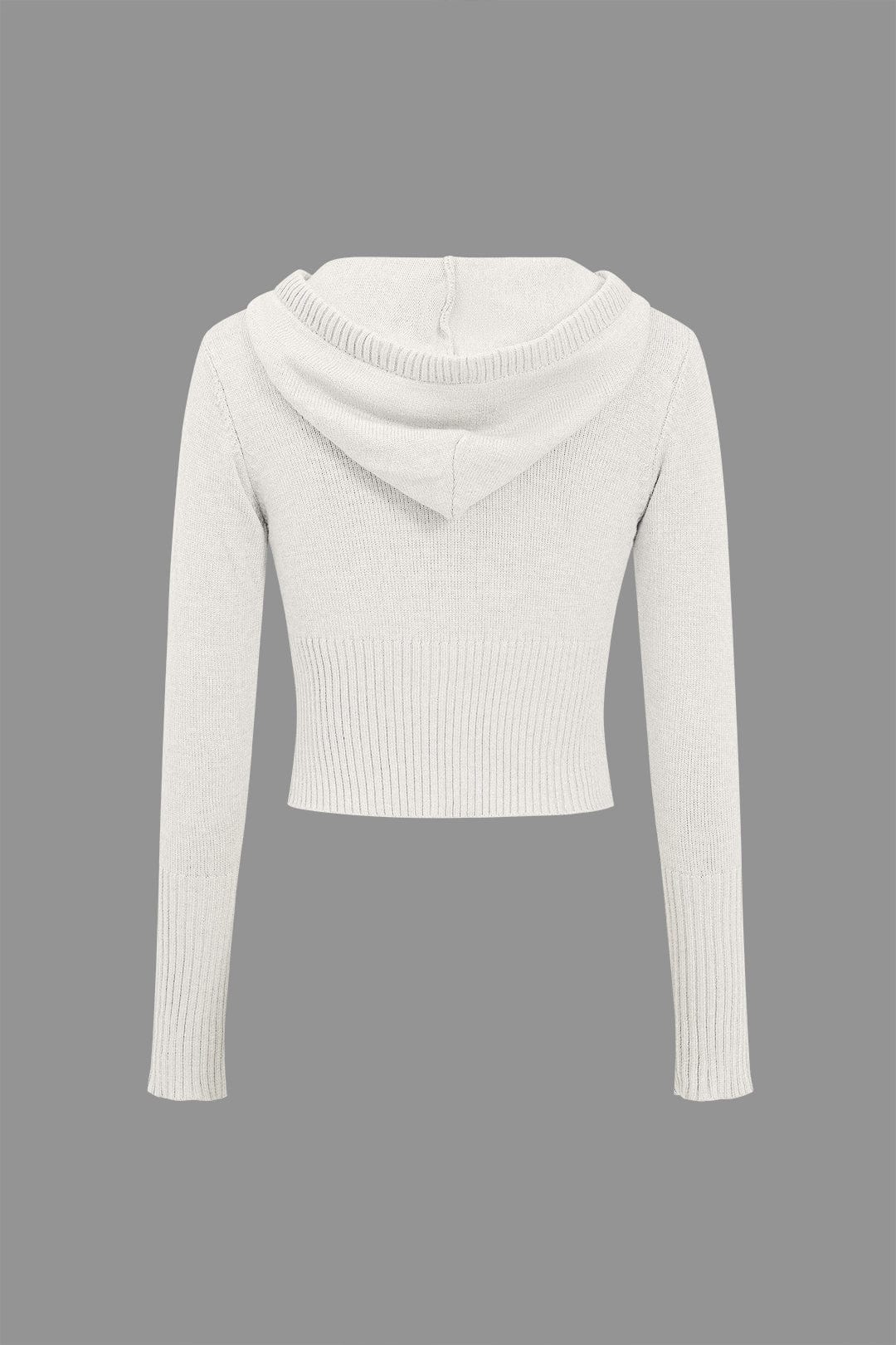 Women 2 piece knit hoodie and flared pants set with side buckle detail
