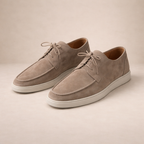 Men's suede leather loafers with lace-up closure and closed toe, regular fit