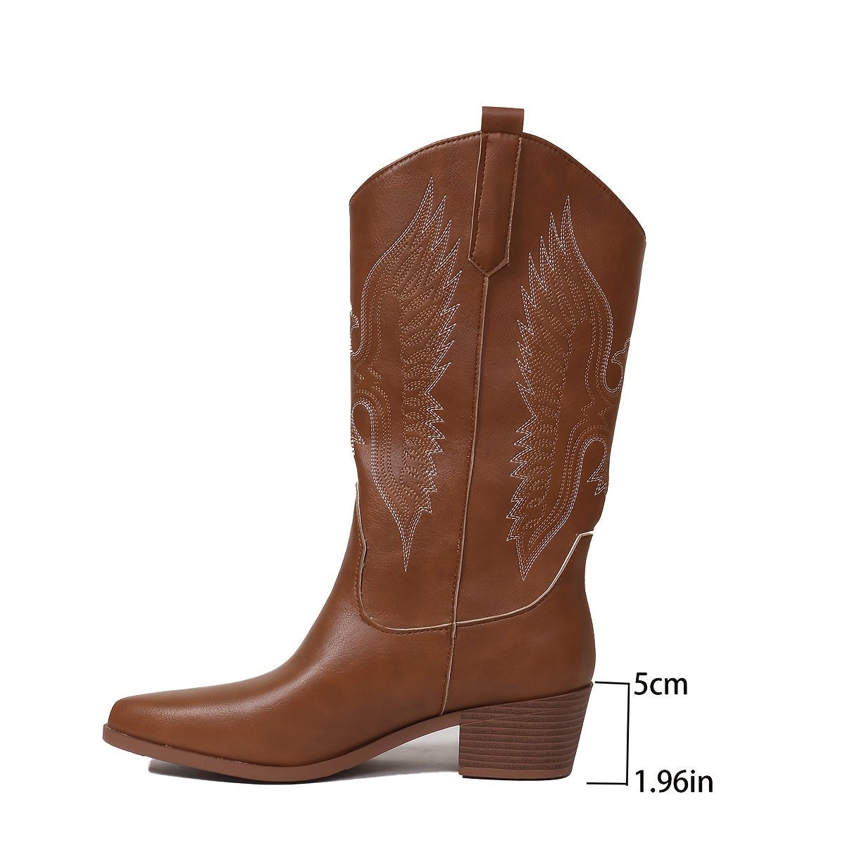 Women knee high cowboy boots embroidered wide calf western style