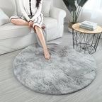 Round plush rug tie-dye soft non-slip, living room bedroom yoga mat