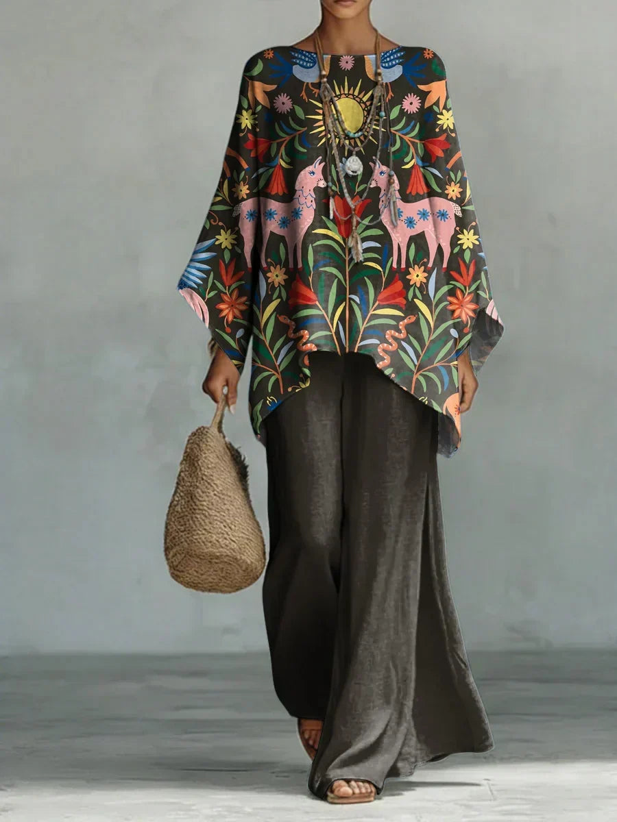 Women printed comfort set relaxed fit two piece coordinated outfit