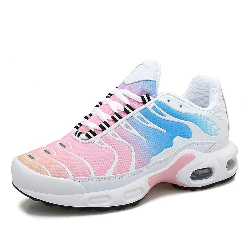 Air cushion running shoes lightweight breathable mesh slip-on lace-up