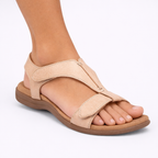 Women's orthopedic sandals with adjustable hook-and-loop straps and cushioned footbed