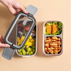 Bento lunch box 2-layer stainless steel leakproof compact design