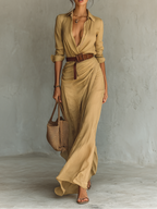 Casual maxi dress bohemian flowy style with abstract print, women's breathable summer dress