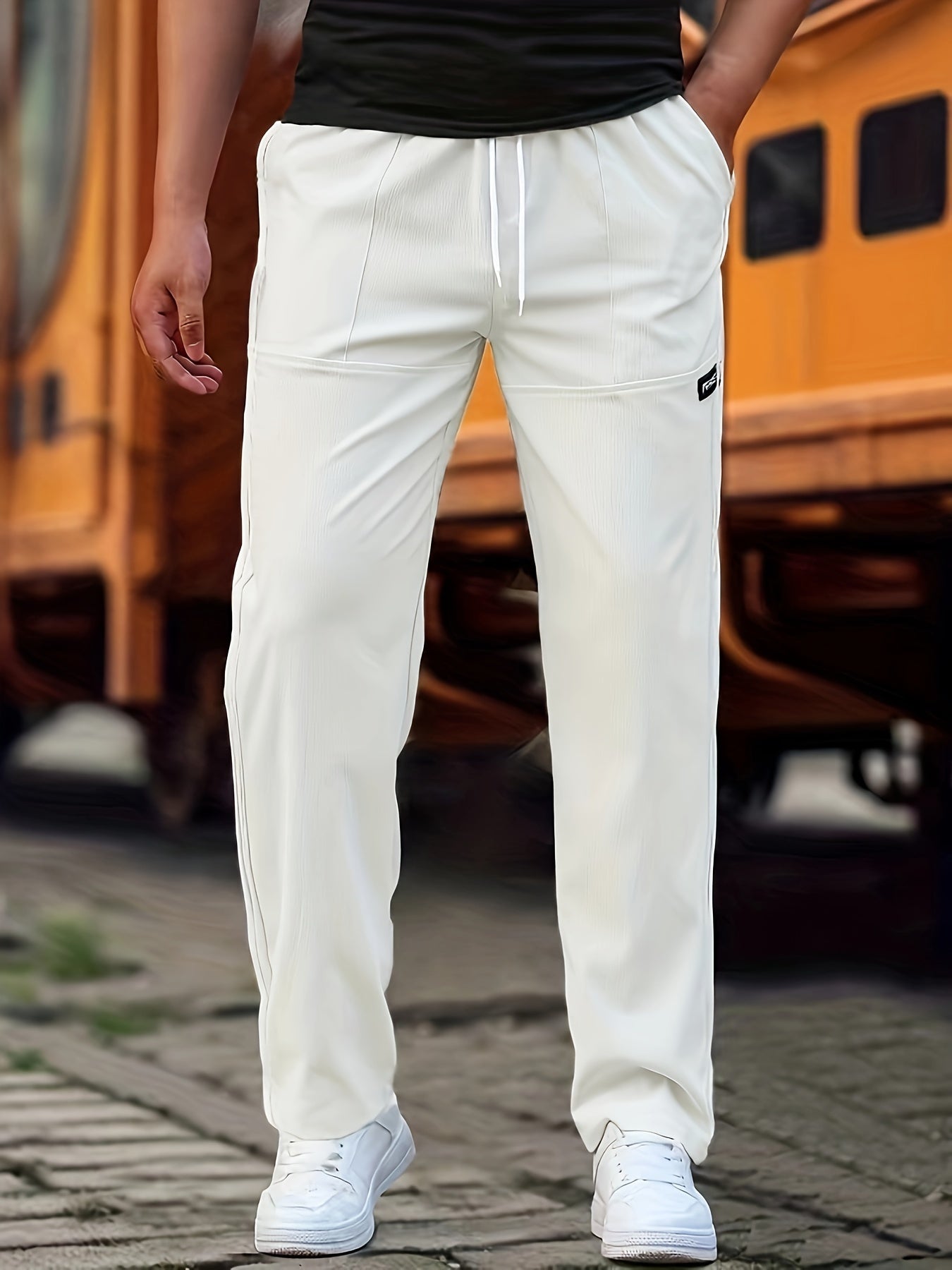 Men's jogger pants casual everyday trousers relaxed fit cotton blend