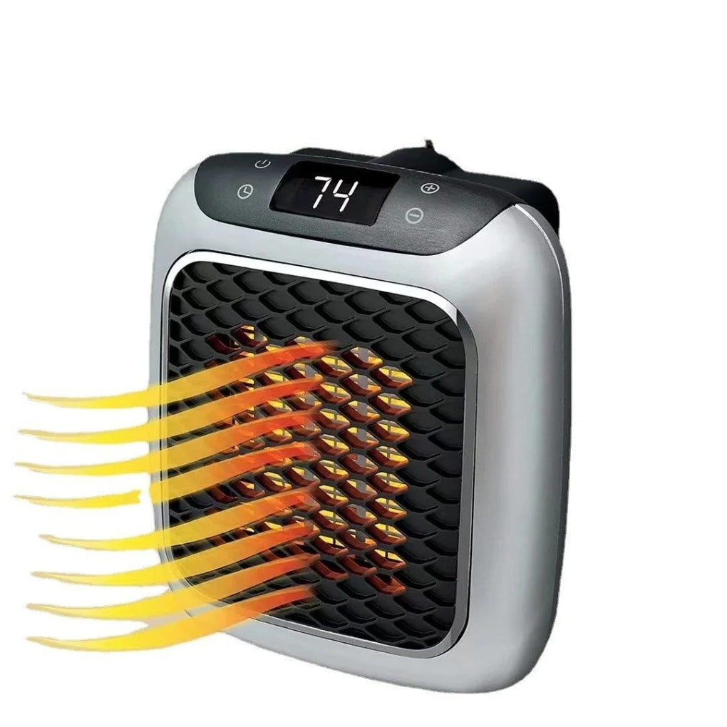 Mini electric space heater 800W portable grey with LED display and remote control