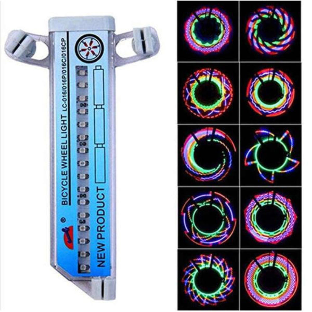 Bike wheel LED effect lights with dynamic patterns for night ride safety