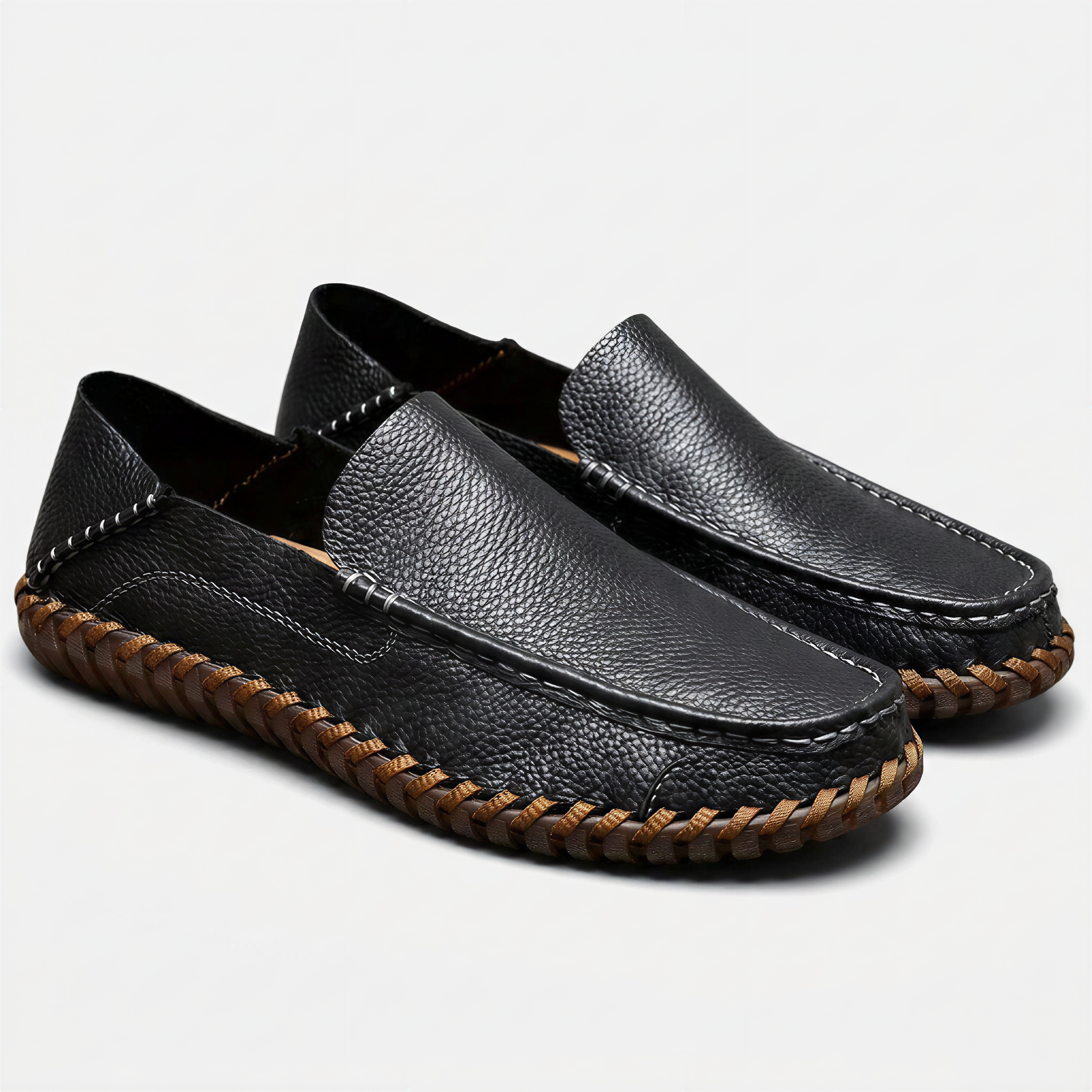 Men's Loafers | Handstitched PU Leather, Slip-On, Round Toe