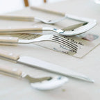 24-piece stainless steel cutlery set with engraved design, serves 6