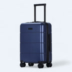 Hard shell luggage set 3-piece with 4-wheel spinner and combination lock, black and blue