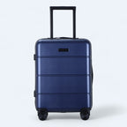 Hard shell luggage set 3-piece with 4-wheel spinner and combination lock, black and blue