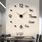 Black quartz statement wall clock large modern roman numeral design