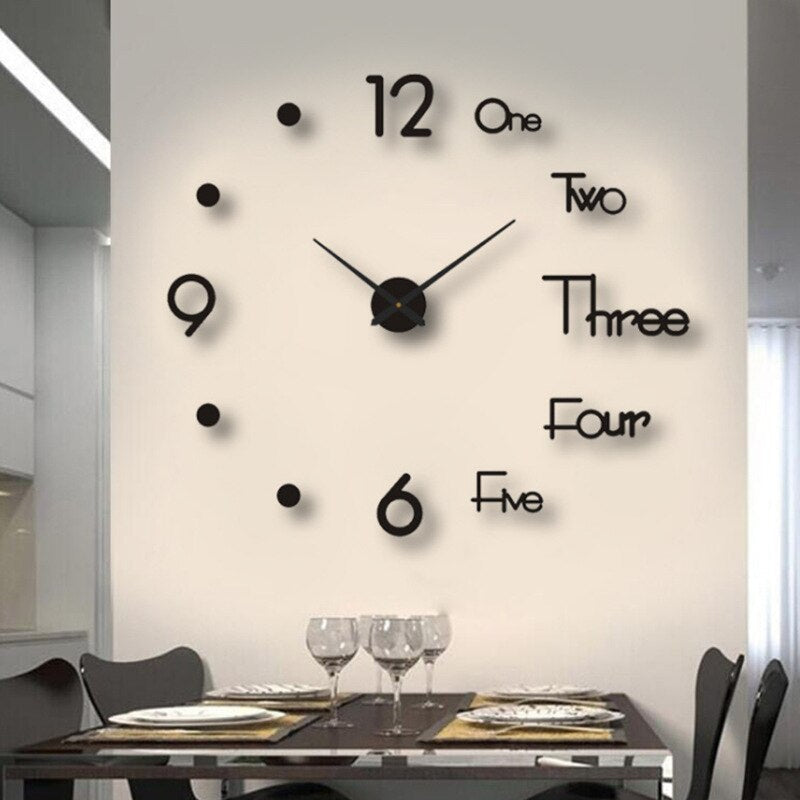 Black quartz statement wall clock large modern roman numeral design