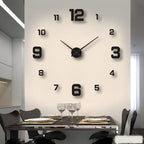 Black quartz statement wall clock large modern roman numeral design