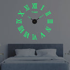Black quartz statement wall clock large modern roman numeral design