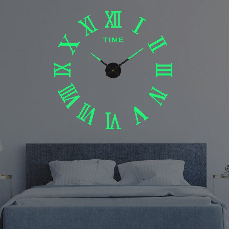 Black quartz statement wall clock large modern roman numeral design