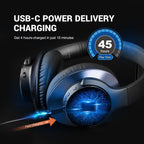 Bluetooth active noise cancelling wireless headphones over-ear with memory foam earcups