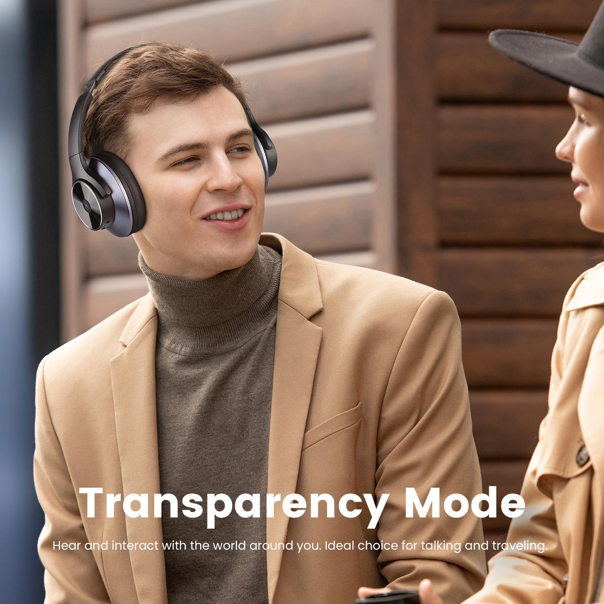 Bluetooth active noise cancelling wireless headphones over-ear with memory foam earcups