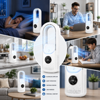 Portable bladeless air cooler, quiet and compact design for home and office use