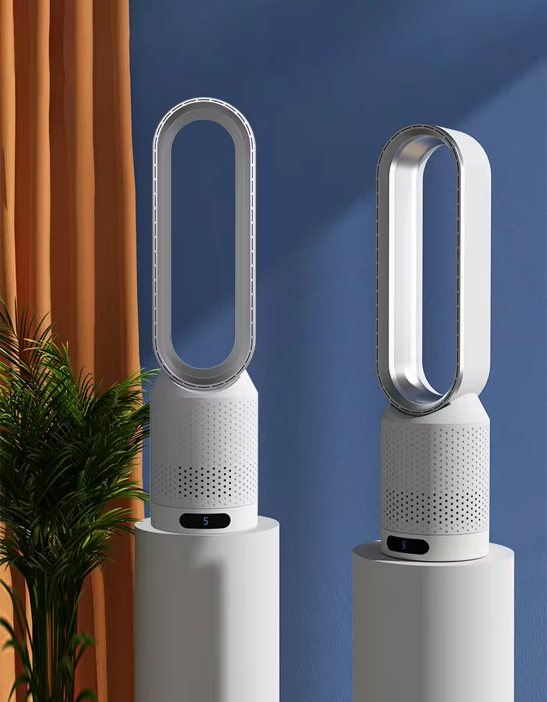 Bladeless tower fan 3-in-1 air cooler purifier UV sterilizer 8 speeds oscillating
