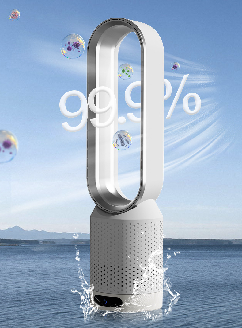 Bladeless tower fan 3-in-1 air cooler purifier UV sterilizer 8 speeds oscillating